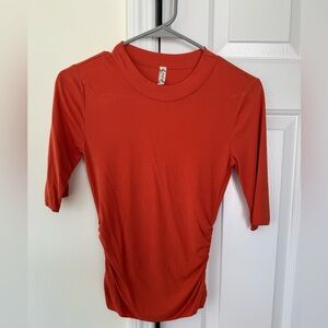 Free People Intimately Orange Rouched Side Short sleeve Top Layering top size sm